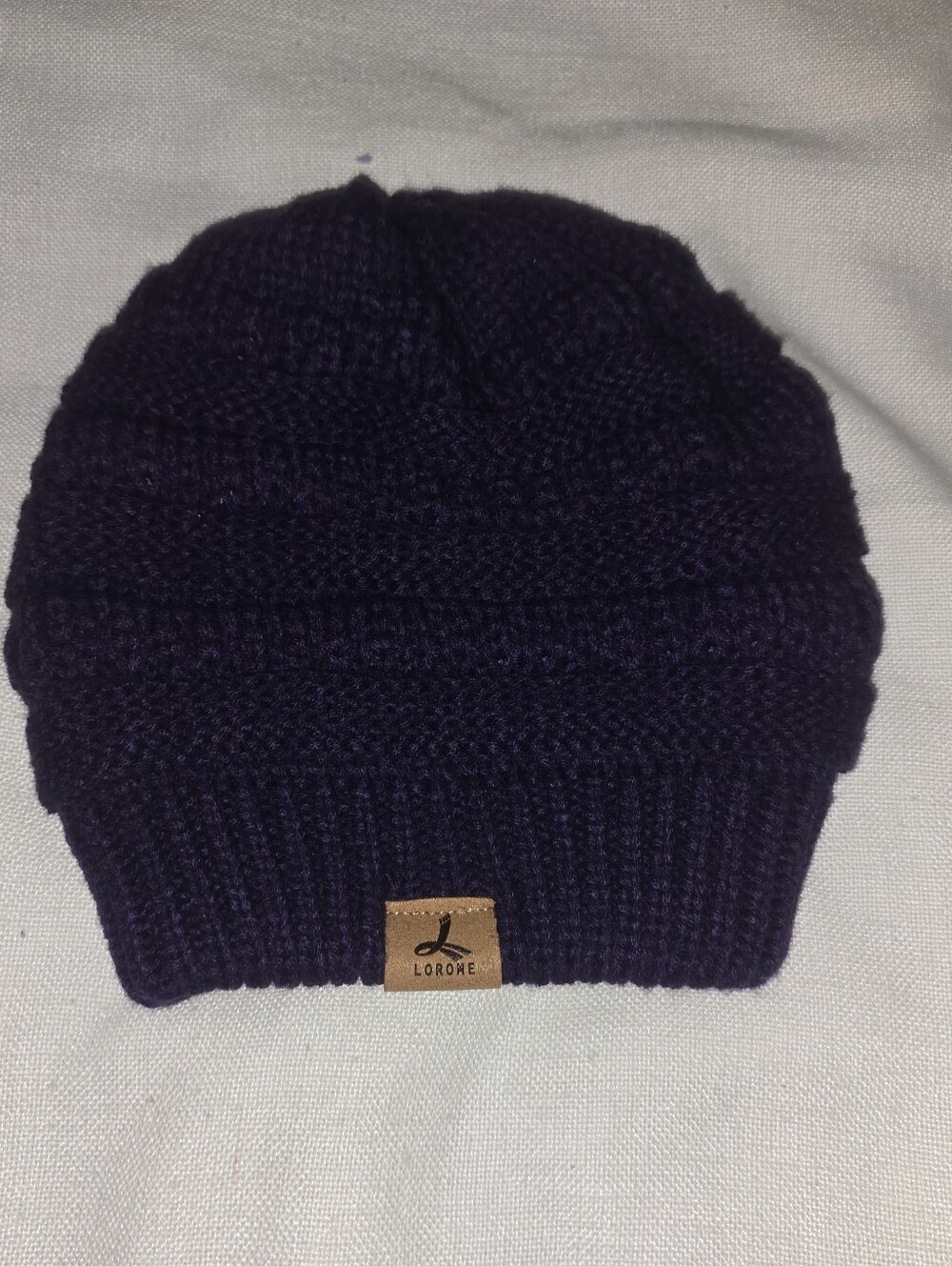 Lorome Purple Knit Beanie Faux Fur-lined OSFM Pre-owned